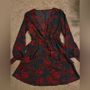 Uguest Red and Blue V-Neck Mini Dress SZ M